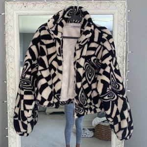 Checkered print Sherpa Jacket